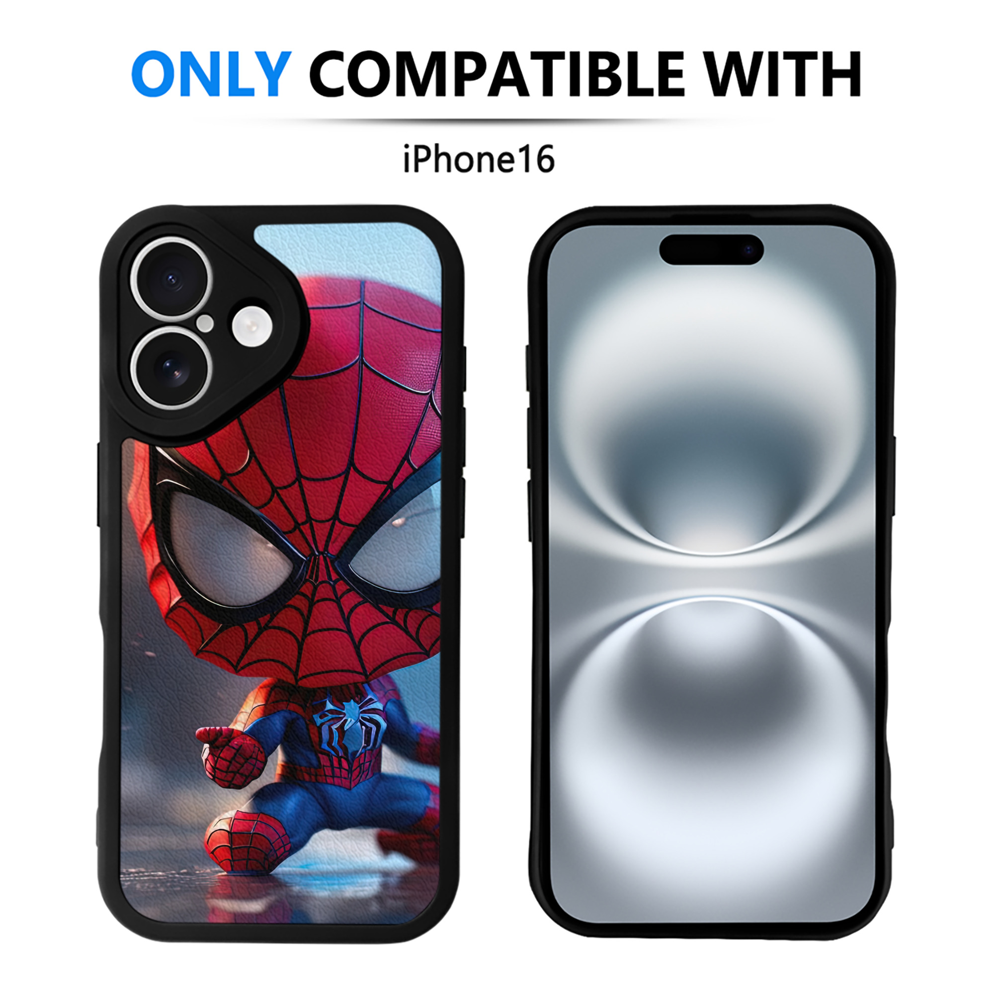 （画像用） Spider Man スパイダーマン 【iPhone 16シリーズ対応】シリコンスマホケース（レザー調） 材質：シリコン